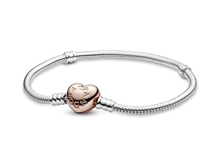 Pandora Silver Bracelet With Heart-Shaped Pandora Rose Clasp Online Sale