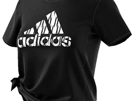 adidas Damen Ikat Badge of Sport T-Shirt, Black White, L Discount