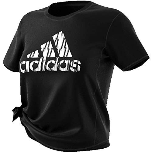 adidas Damen Ikat Badge of Sport T-Shirt, Black White, L Discount