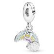 Pandora Women s Rainbow And Cloud Silver Dangle With Blue, Green, Pink, Purple, Yellow And White Ena on Sale