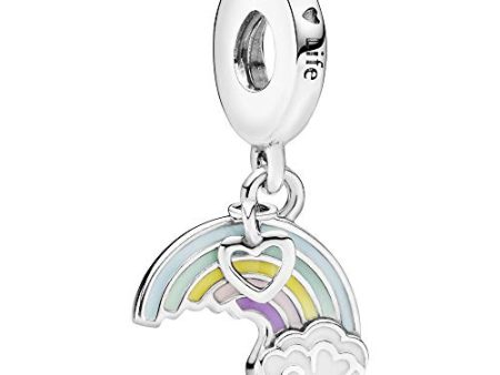 Pandora Women s Rainbow And Cloud Silver Dangle With Blue, Green, Pink, Purple, Yellow And White Ena on Sale