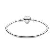 Pandora Women s Silver Bangle With Heart-Shaped Clasp Hot on Sale