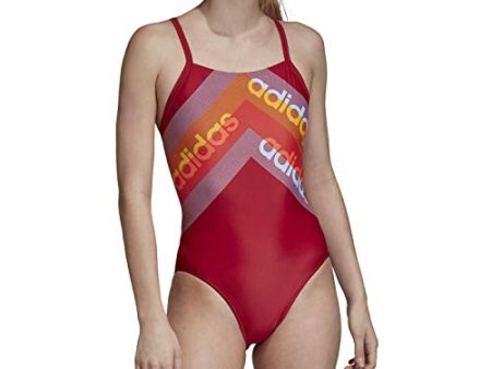 adidas Fit 1pc Lin Damen-Badeanzug, Damen, Trainingsanzug, DY5890_40, rot, 40 Supply