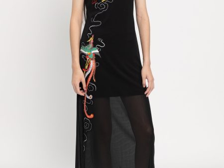 DRAGON & PHOENIX EMB ON ST NETTING CHEONGSAM Hot on Sale