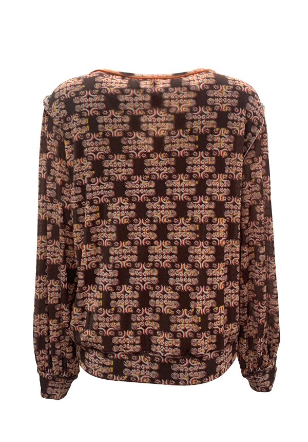 SOLIDARITY PRINT ST NETTING ROUND NECK LONG SLEEVE TOP Sale