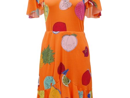 BIG FRUIT PRINT ON ST NETTING DRESS Cheap