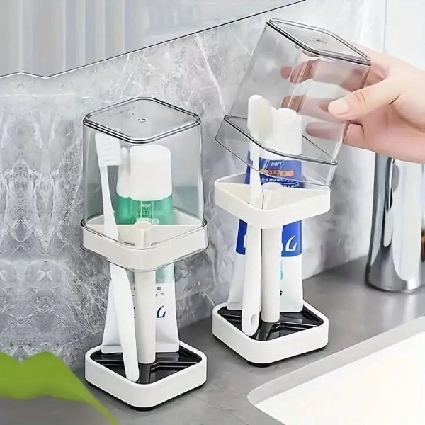 1 dust-proof toothbrush holder with mouthwash cup set For Sale