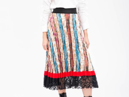 JACQUARD PATCHWORK SUN PLEATED SKIRT Supply