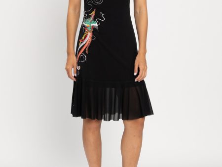 DRAGON & PHOENIX EMB ON ST NETTING CHEONGSAM DRESS Online now