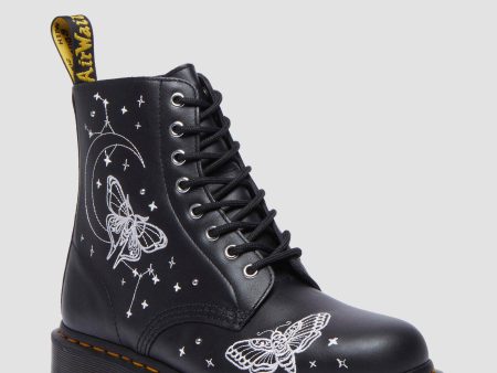 1460 Celestial Moth Embroidered Lace Up Leather Boots Online Hot Sale