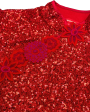 RED FLOWERS ELASTIC SEQUIN CHEONGSAM TOP For Cheap