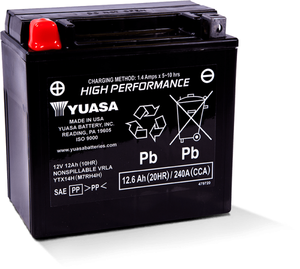 Yuasa YTX14AH Maintenance Free AGM 12-Volt Battery on Sale