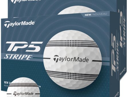 TaylorMade TP5 Clear Stripe Golf Balls - White - Double Dozen Hot on Sale